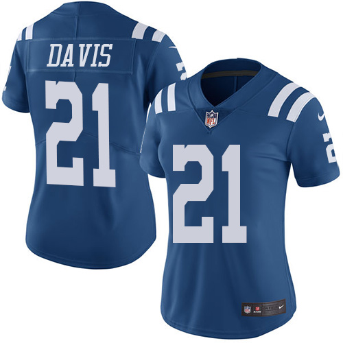 Women's Limited Vontae Davis Nike Jersey Royal Blue - #21 Rush NFL Indianapolis Colts